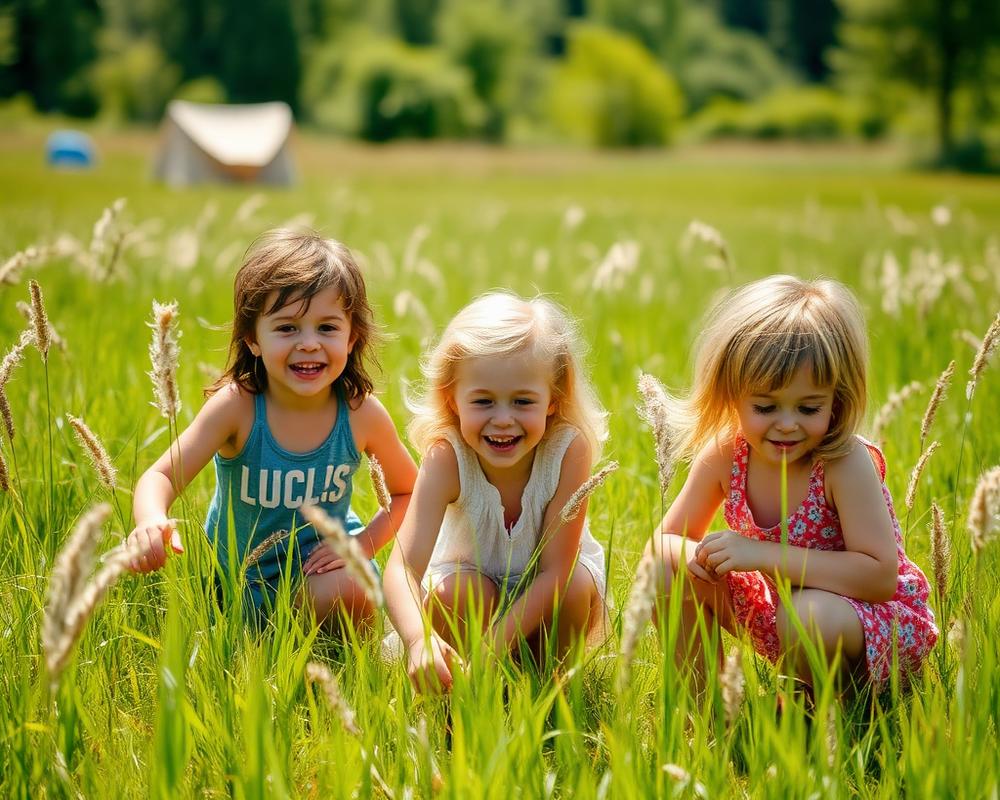 Children playing in a meadow